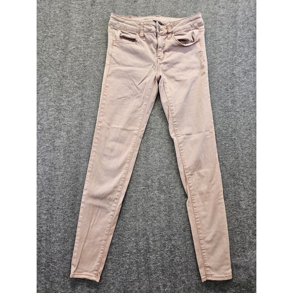 American Eagle Sateen Hi-Rise Jegging Jeans Pink Stretch Womens 2 Regular 2R